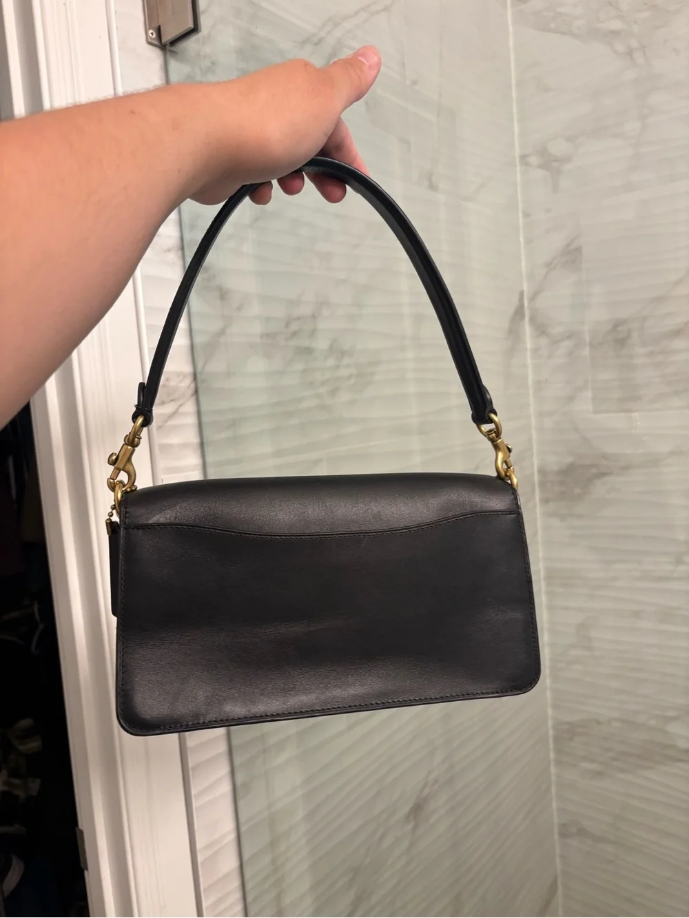 Coach Black Leather and Brown Signature Canvas Tabby Shoulder Bag Authentic